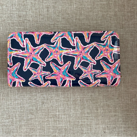 NWT! Simply Southern Wallet / Clutch Large Zip Accordion Starfish Blue Pink Gold - Picture 5 of 10